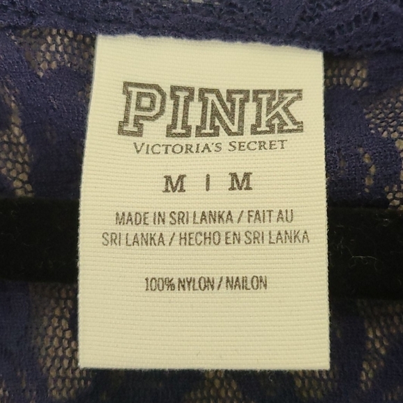 PINK  VICTORIA SECRET NAVY LACE TOP SZ MED - Picture 2 of 8